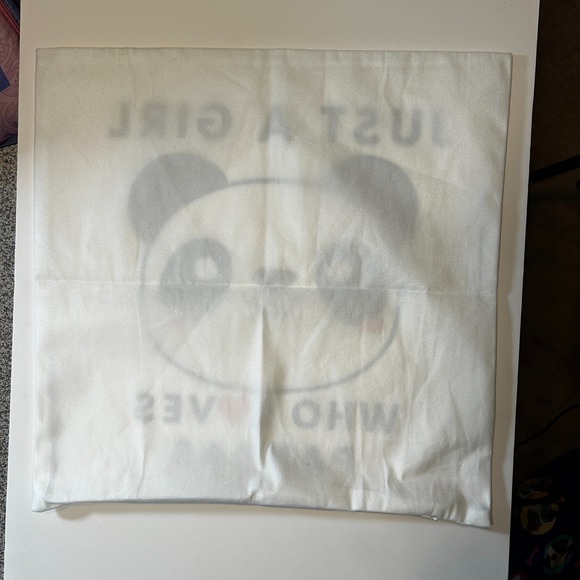 Just Girl Who Loves Pandas-Square Throw Pillow Cover‎ Case Zipper Black & White - Picture 8 of 8